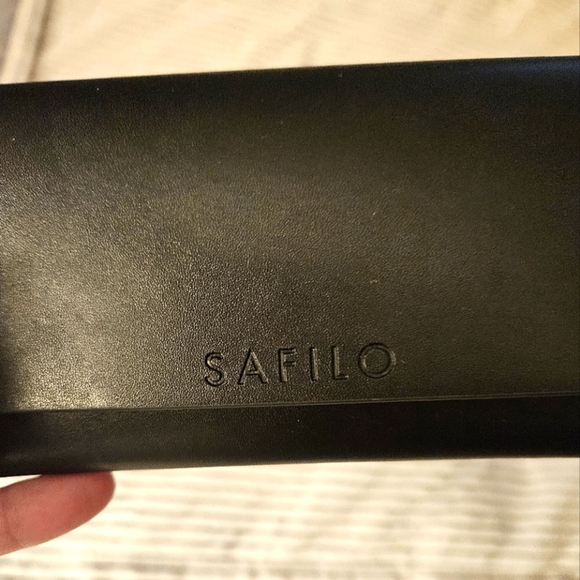 SAFILO Black Leather Eyeglass Case W Cleansing Cloth. - Picture 1 of 6